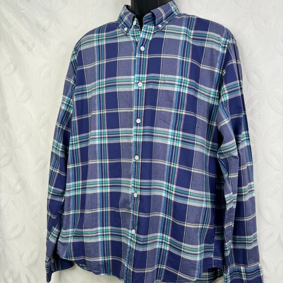 J. Crew Slim Fit Summer Plaid Button Down Shirt Mens Size XL - Picture 2 of 6
